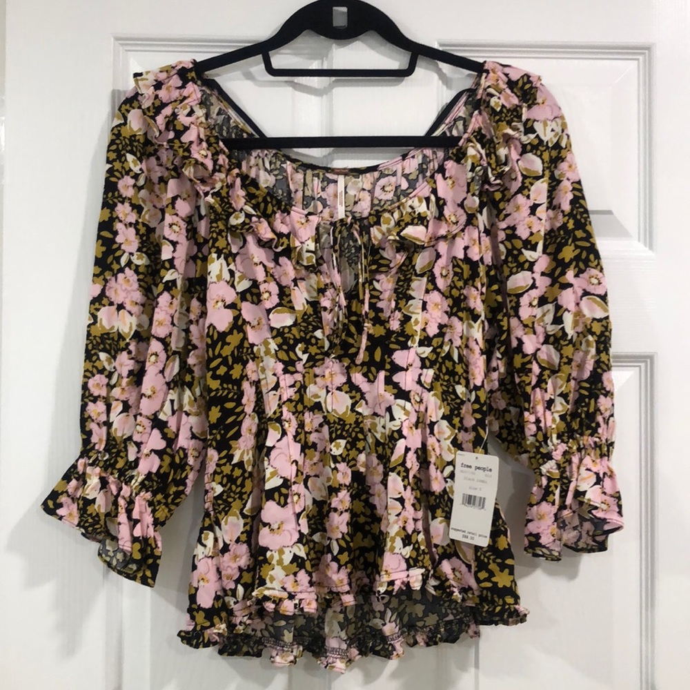 Free People Floral Fitted Blouse
